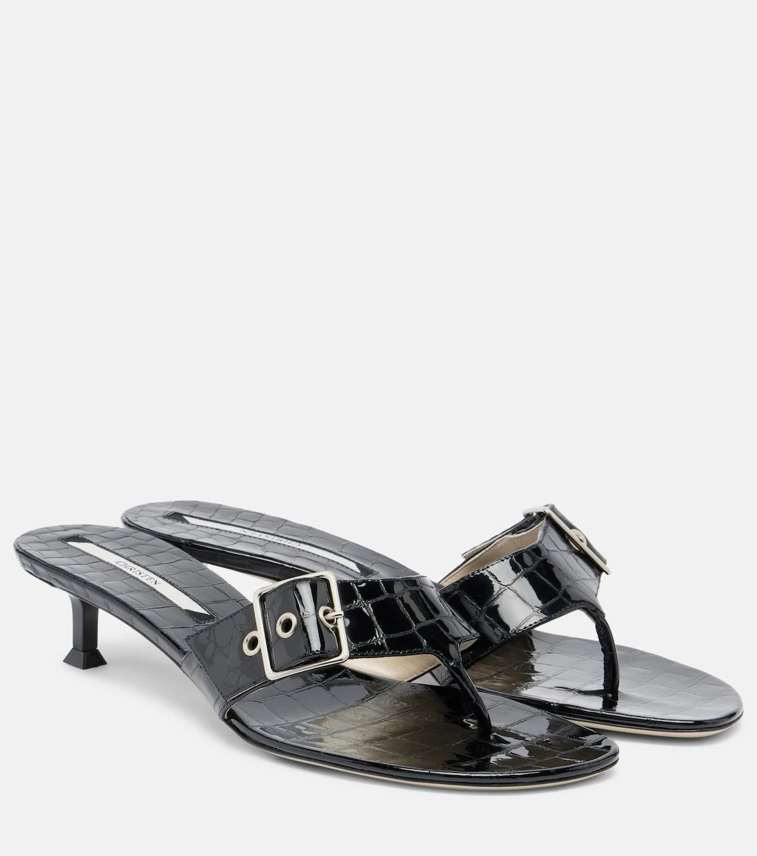 Christen - Helix patent leather thong sandals