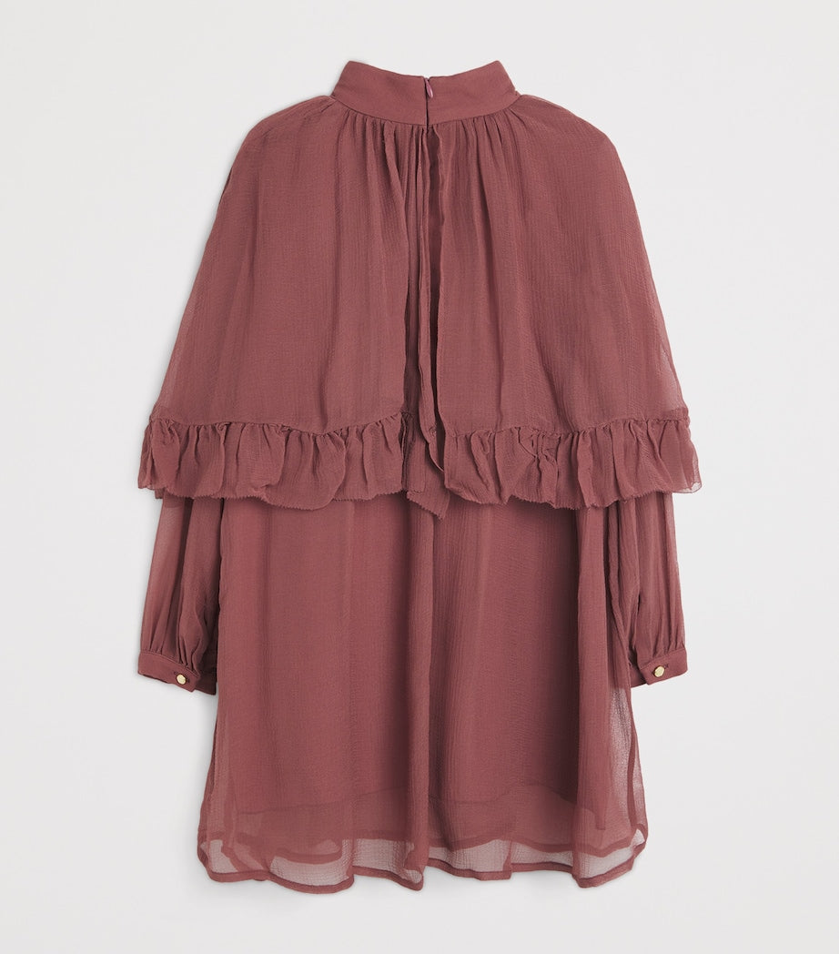 Chloé Kids Burgundy Silk Layered Dress (14 Years)