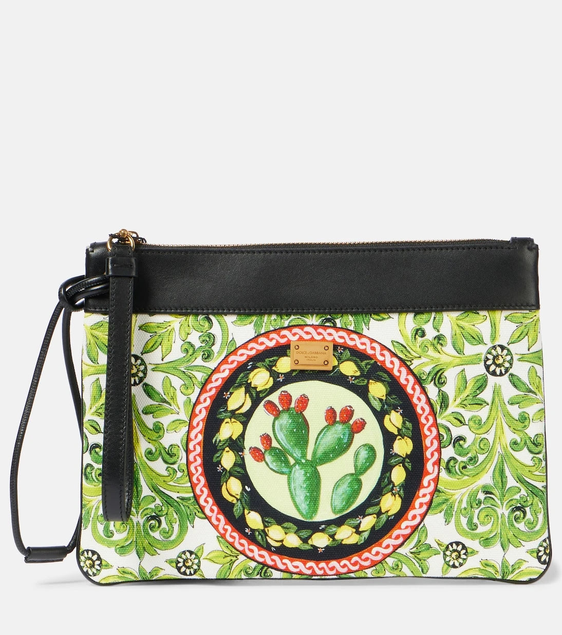 Dolce&Gabbana - Printed leather-trimmed canvas pouch