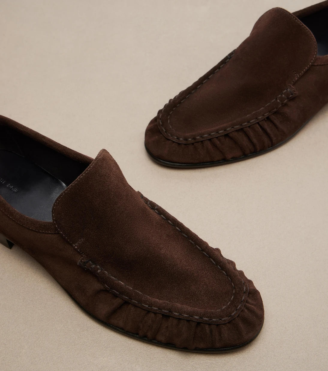 The Row - Soft ruched suede loafers