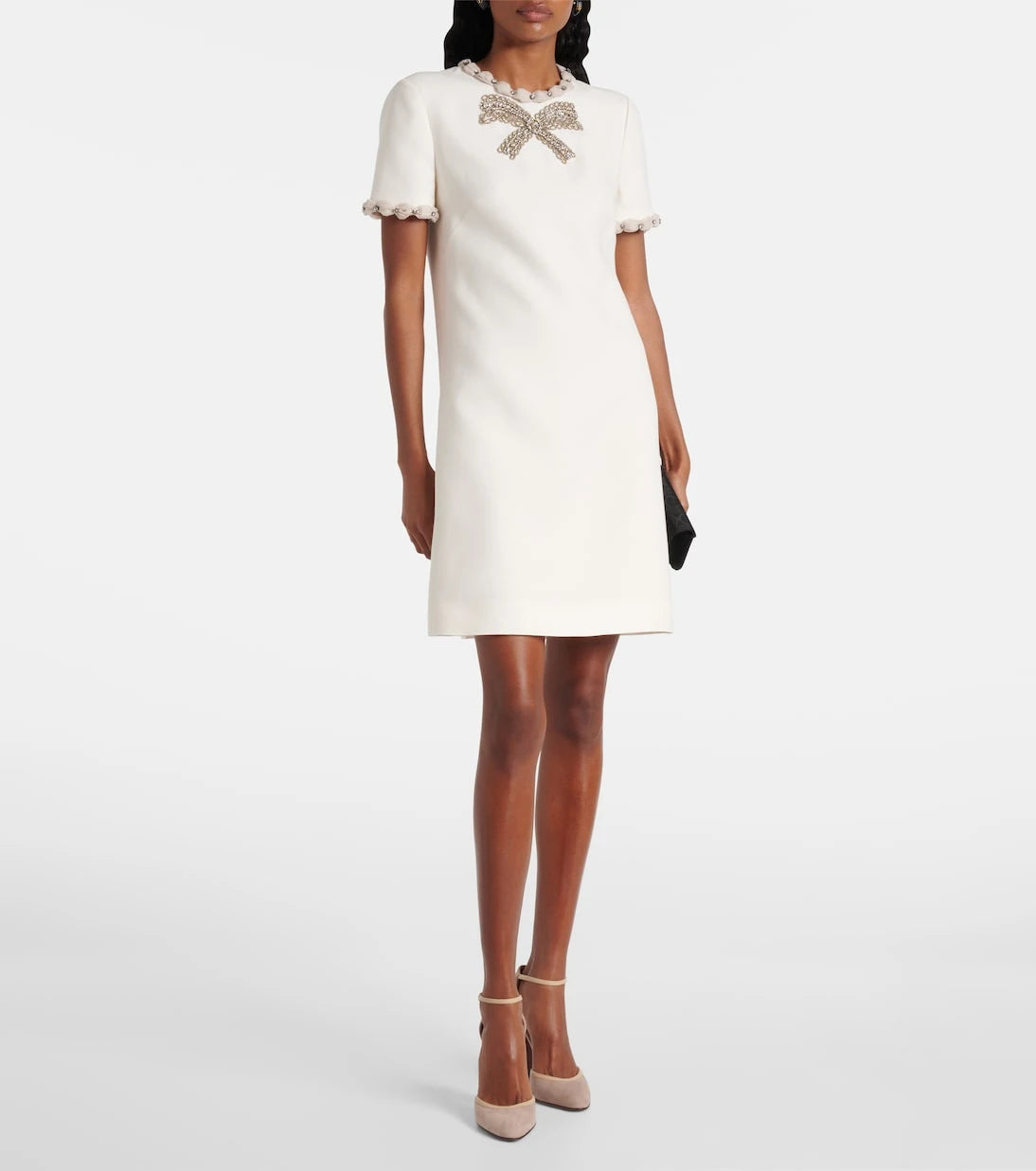 Valentino - Embellished wool and silk minidress