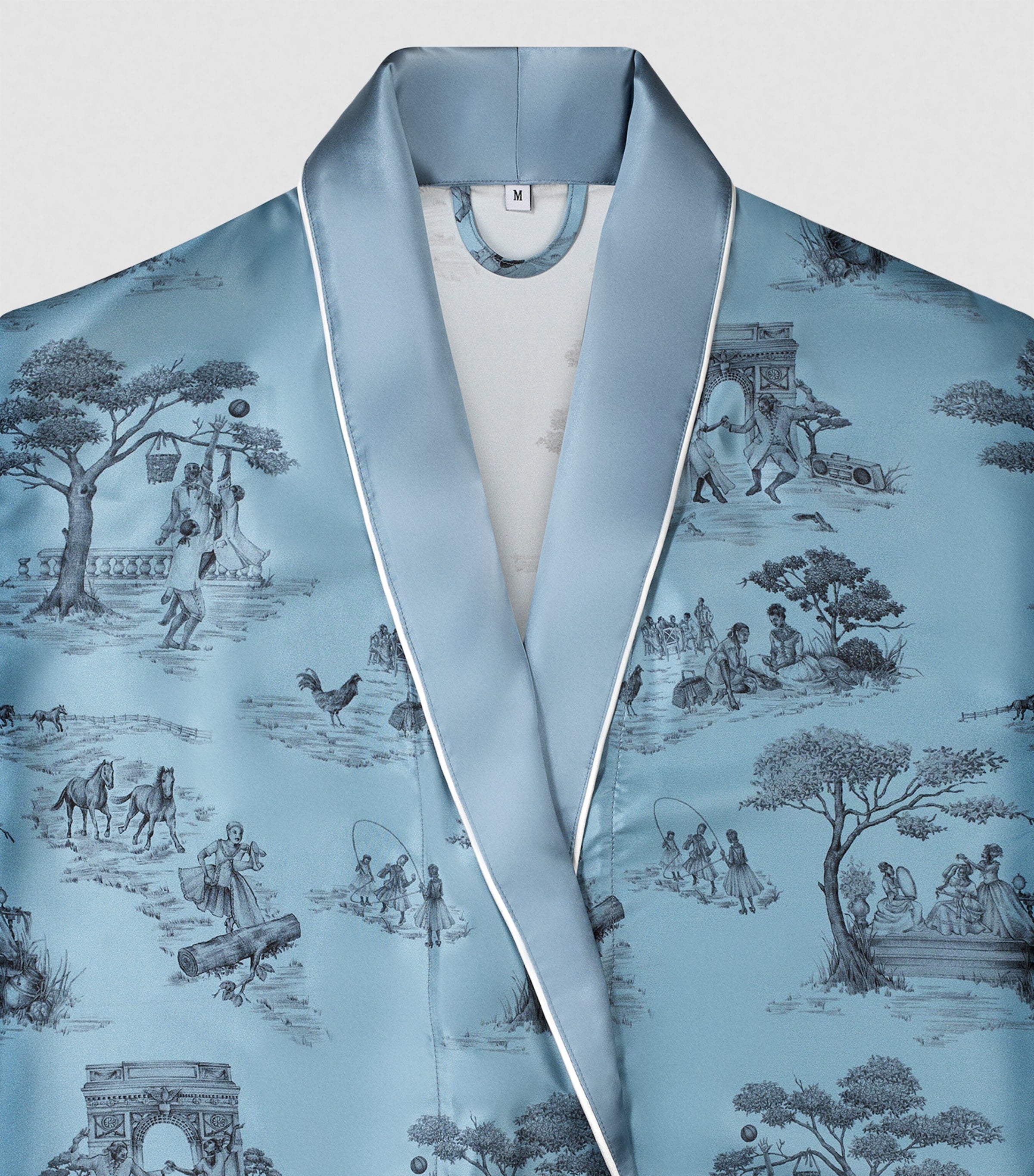 Blue x Sheila Bridges Mulberry Silk Harlem Toile Robe (Small)