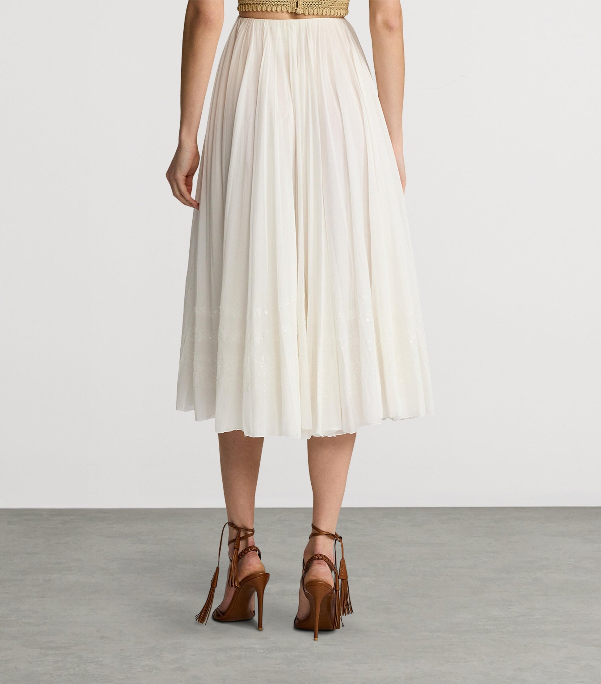 Cotton-Blend Trivelas Embellished Skirt