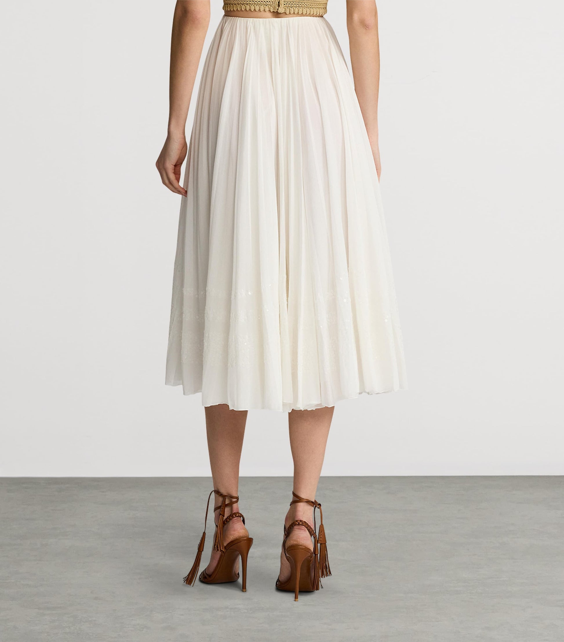 Cotton-Blend Trivelas Embellished Skirt