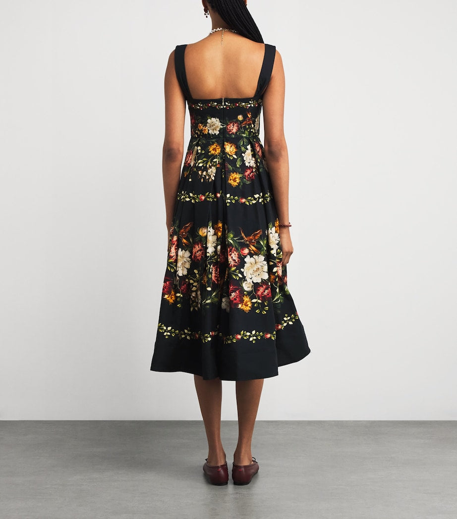 Multi Cotton Floral Midi Dress