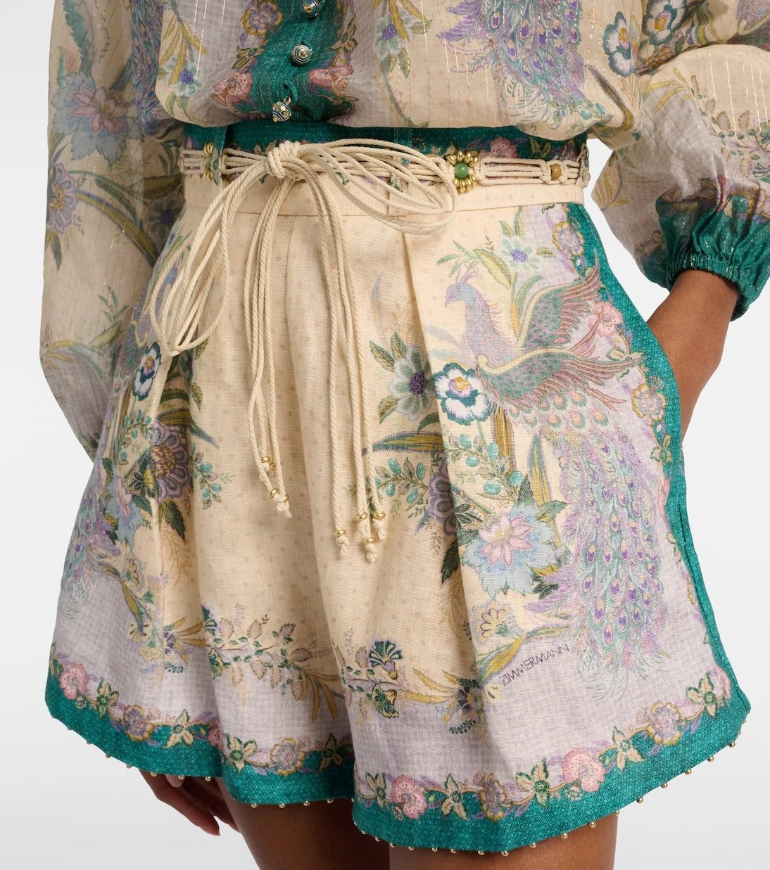 Zimmermann - Indra printed linen shorts