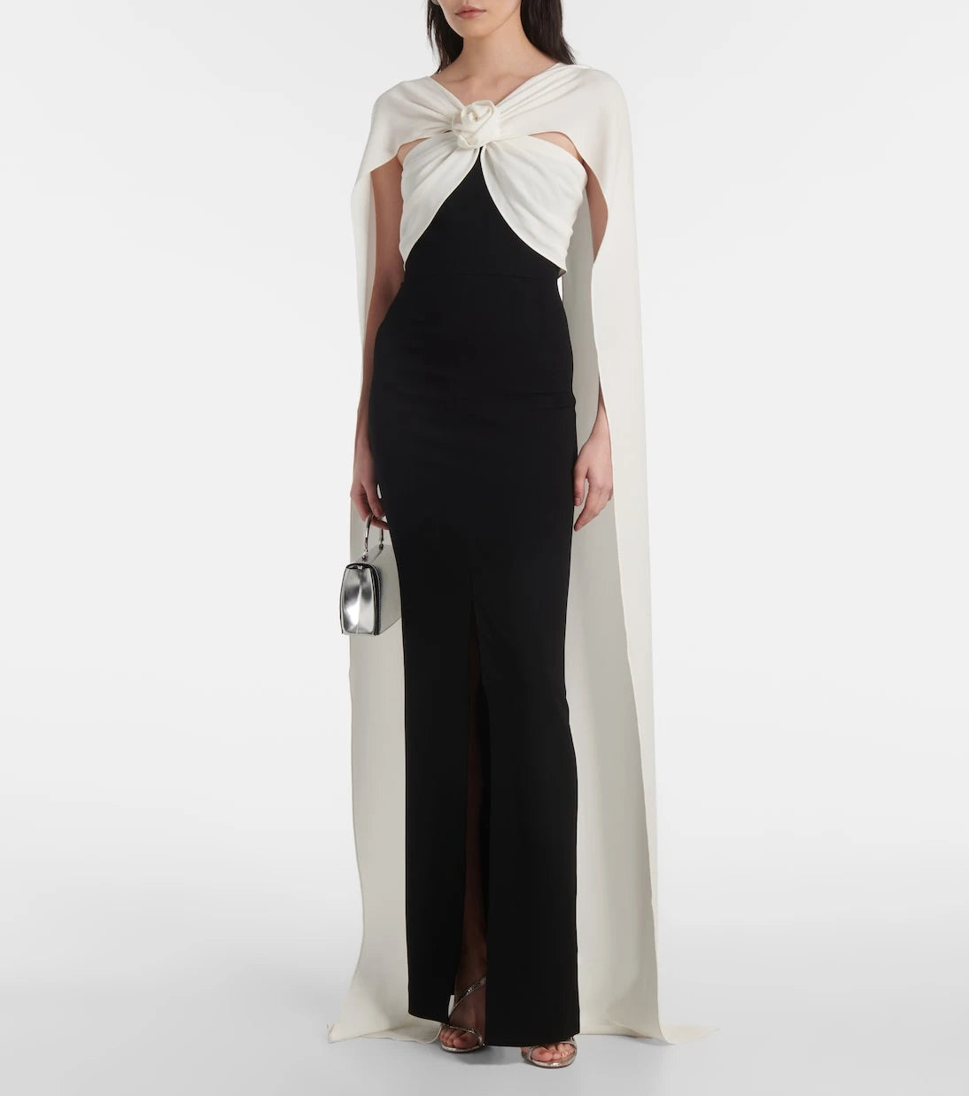 Roland Mouret - Caped floral-appliqué cady gown