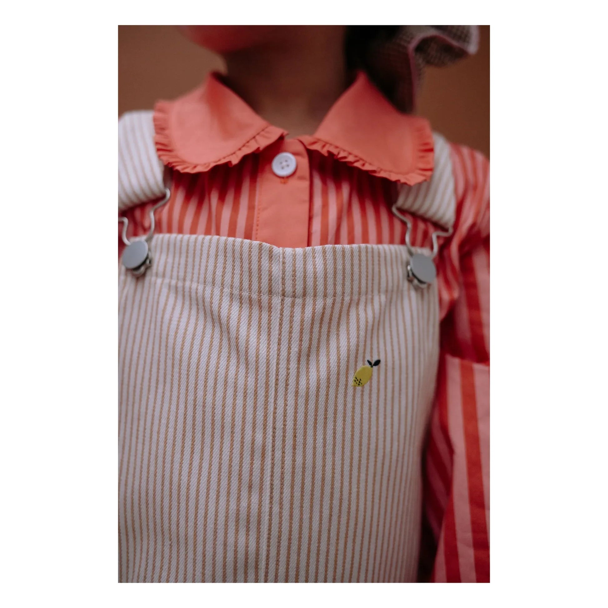 Sticky Lemon - Striped Lemon Dungarees | White