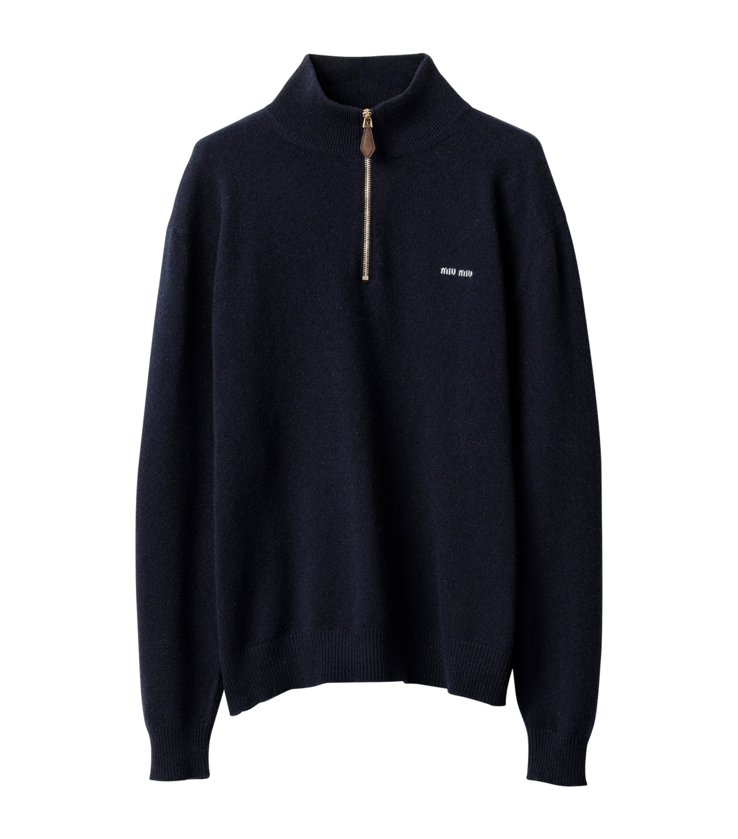 Blue Cashmere Half Zip Sweater