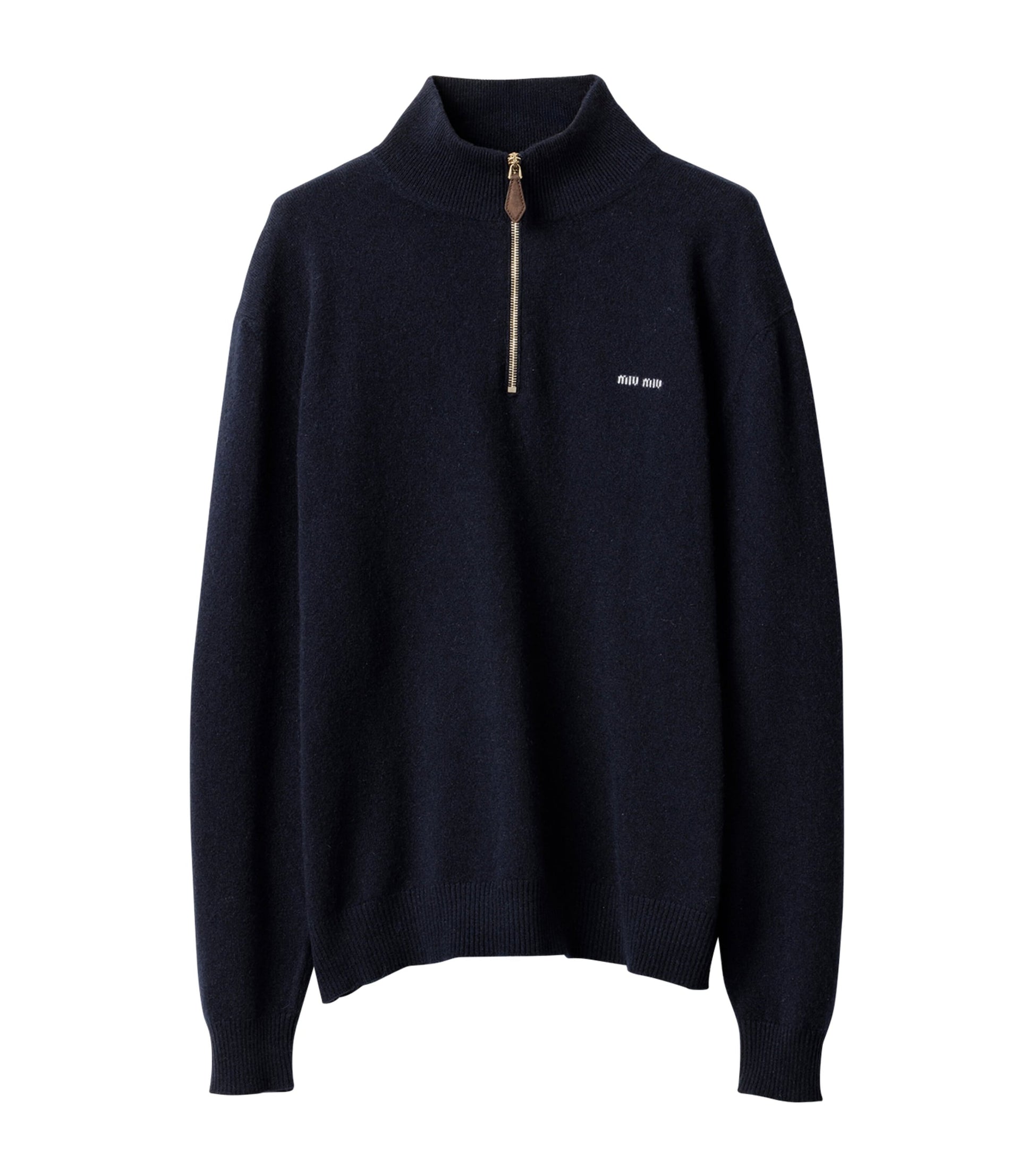 Blue Cashmere Half Zip Sweater