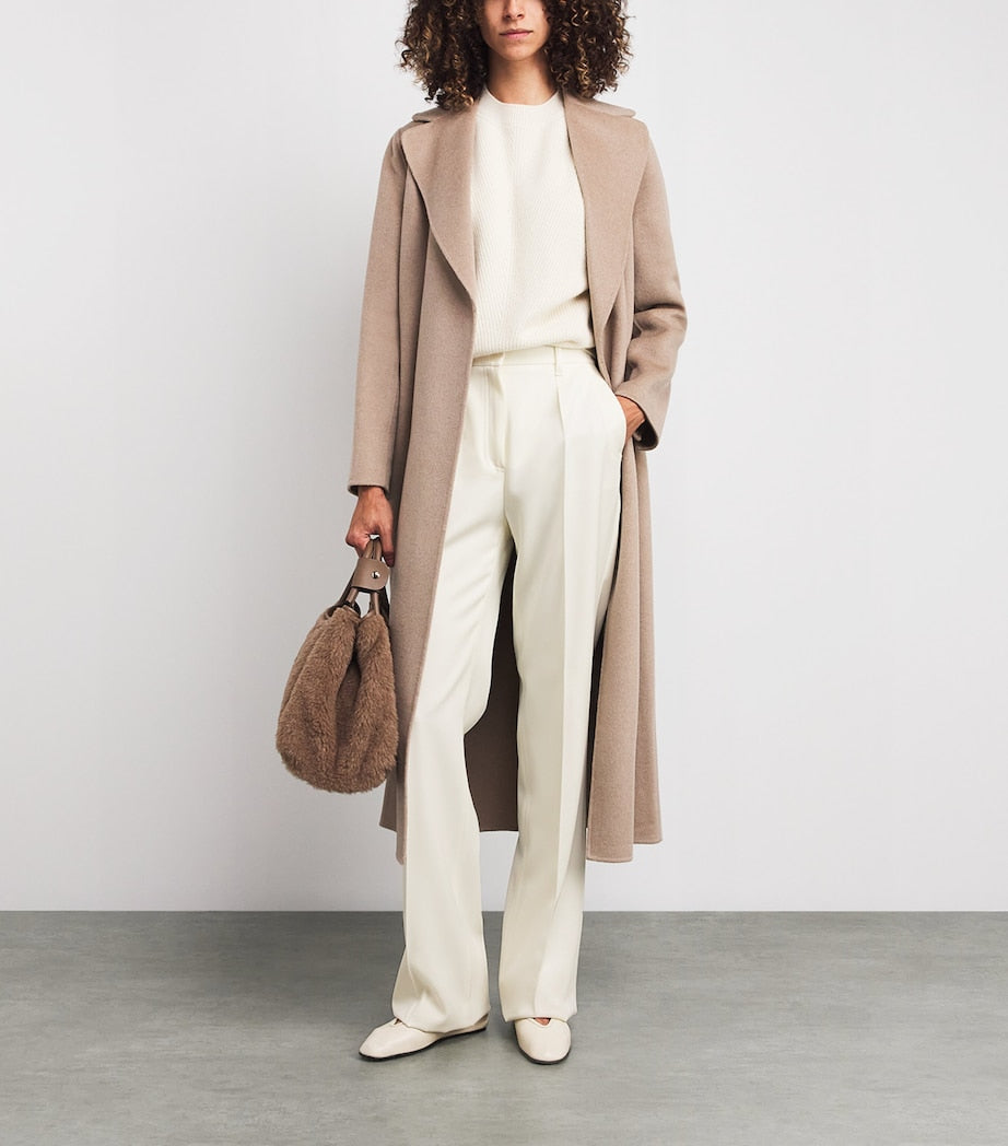 White Virgin Wool Flared Trousers