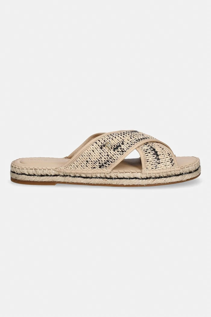 Tommy Hilfiger kadın espadril mule sandal rafya