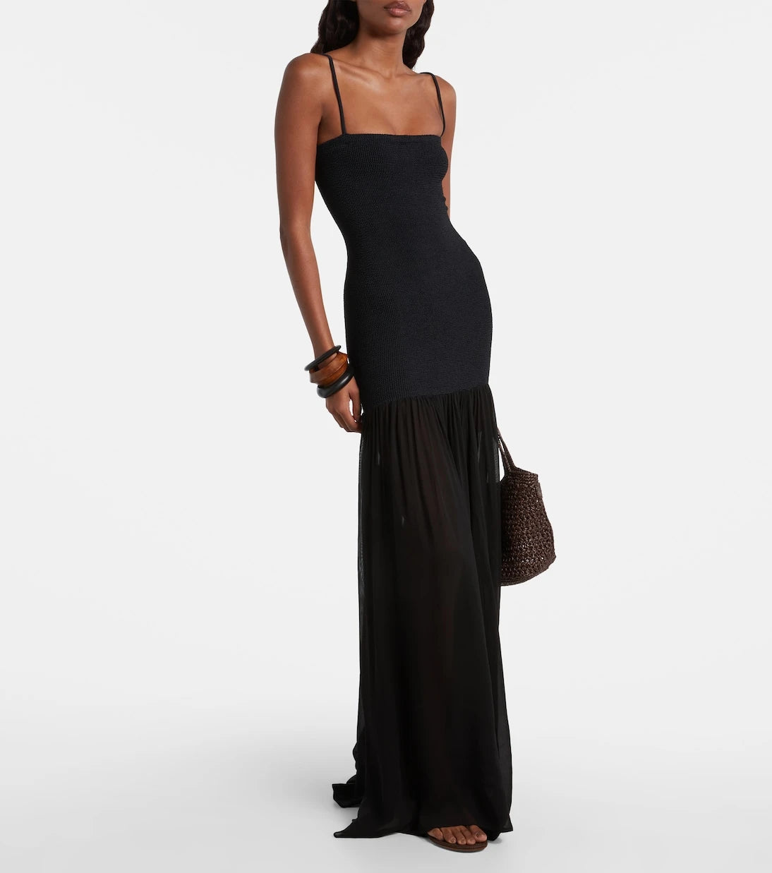Hunza G - Hybrid plissé maxi dress