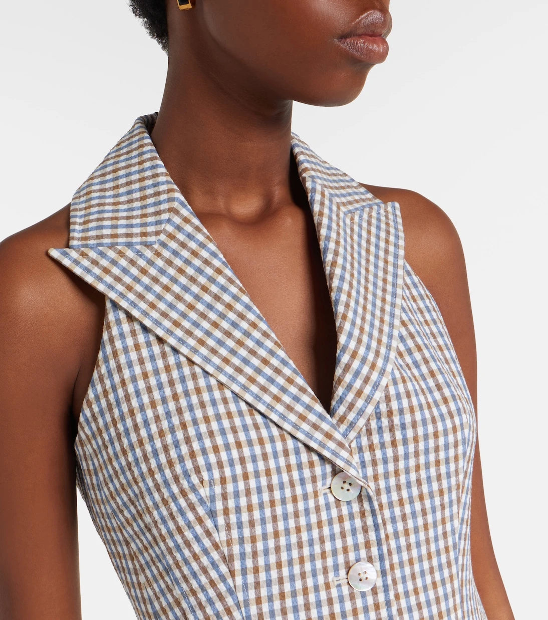Veronica Beard - Gingham cotton seersucker vest