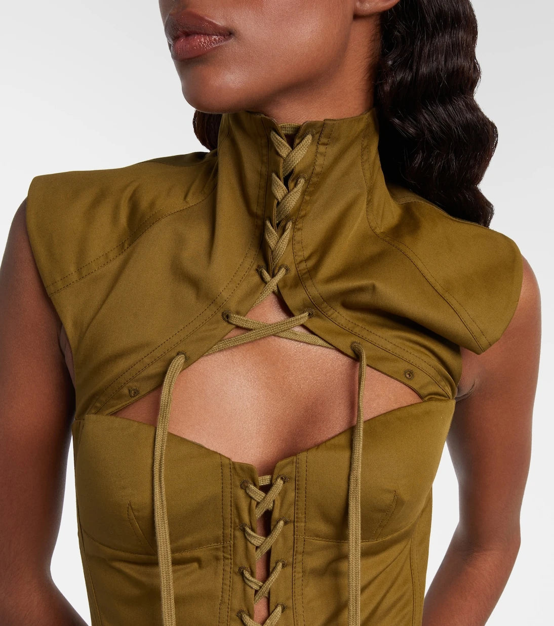 McQueen - Cutout lace-up cotton corset top