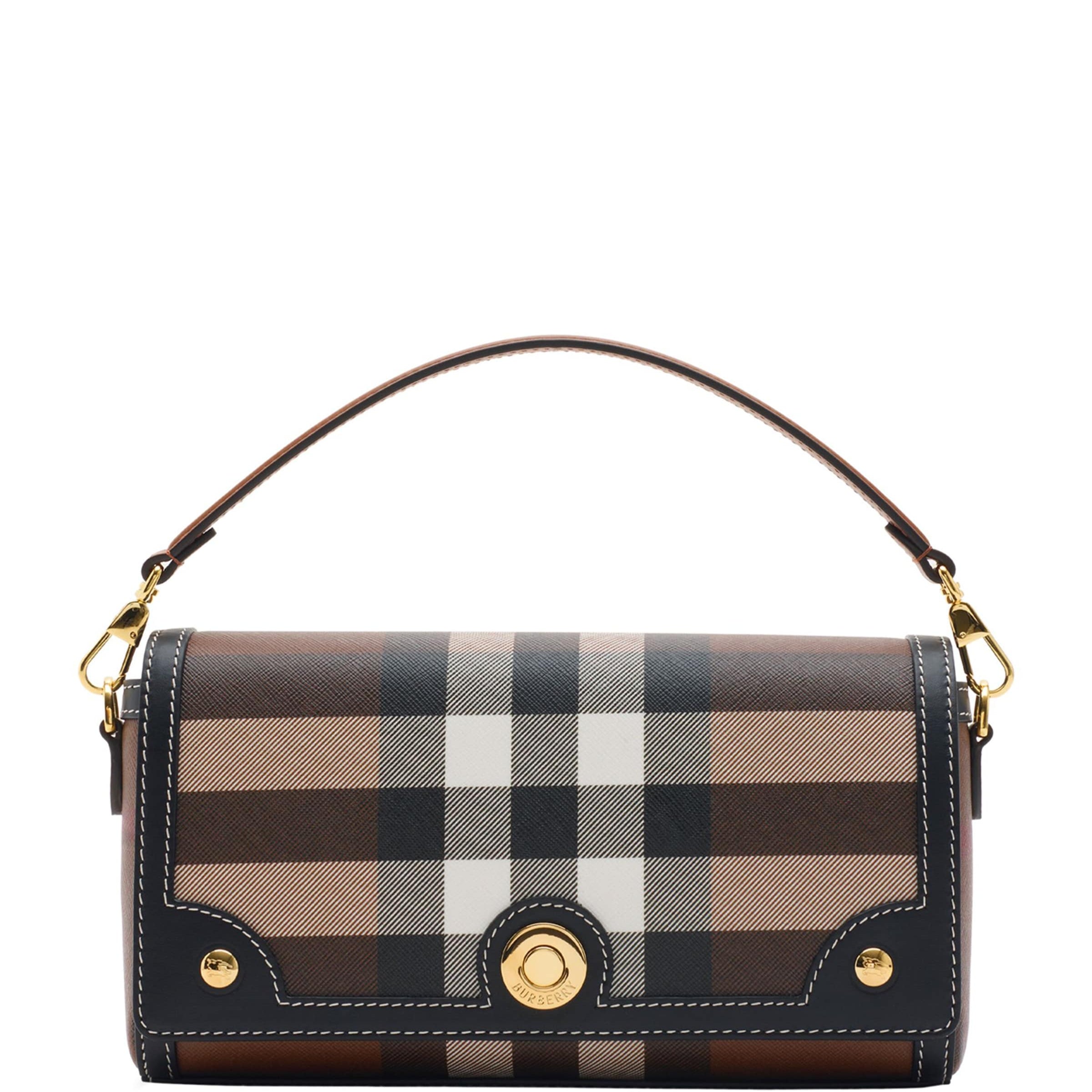 Brown Check Top-Handle Bag