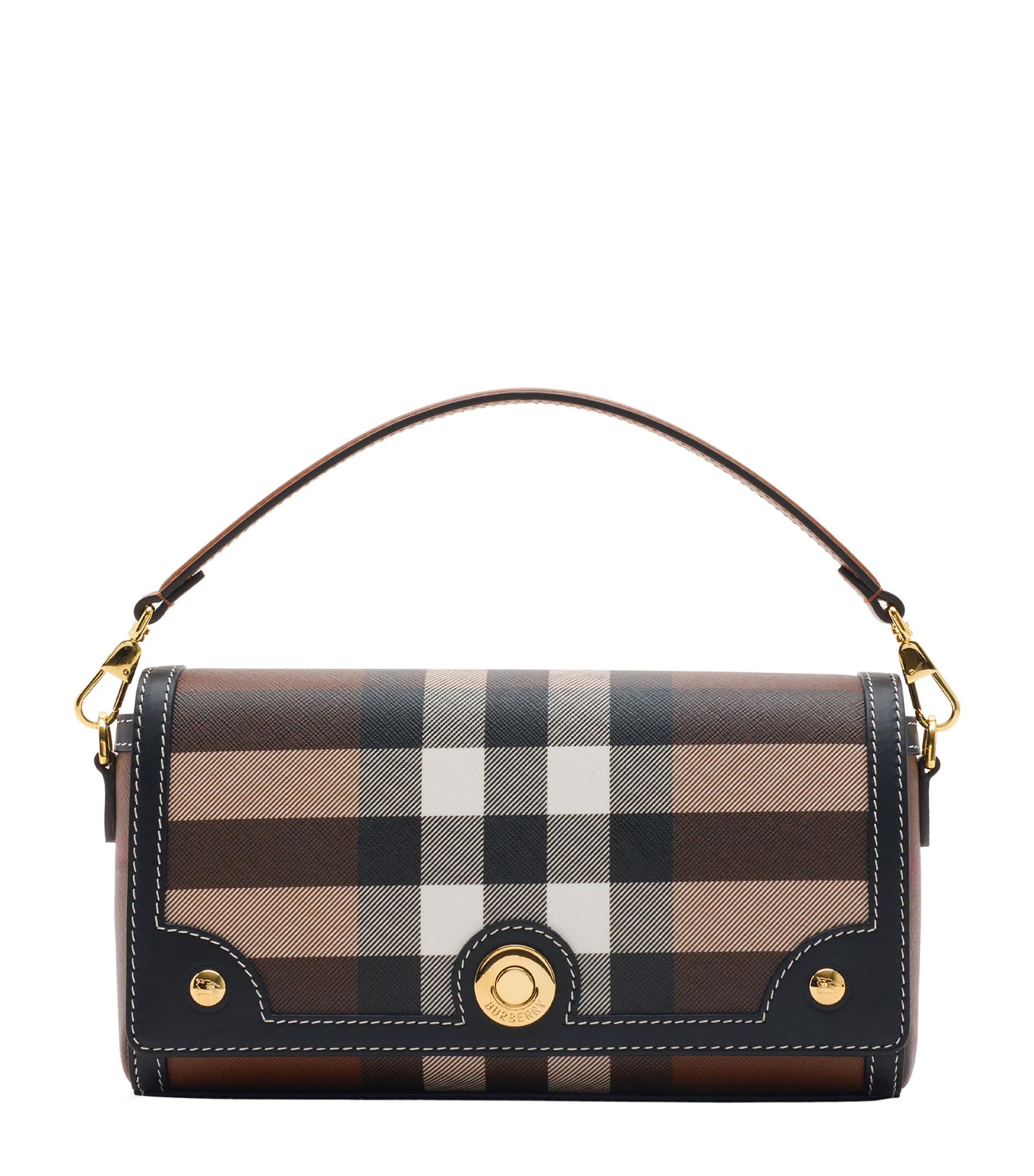 Brown Check Top-Handle Bag