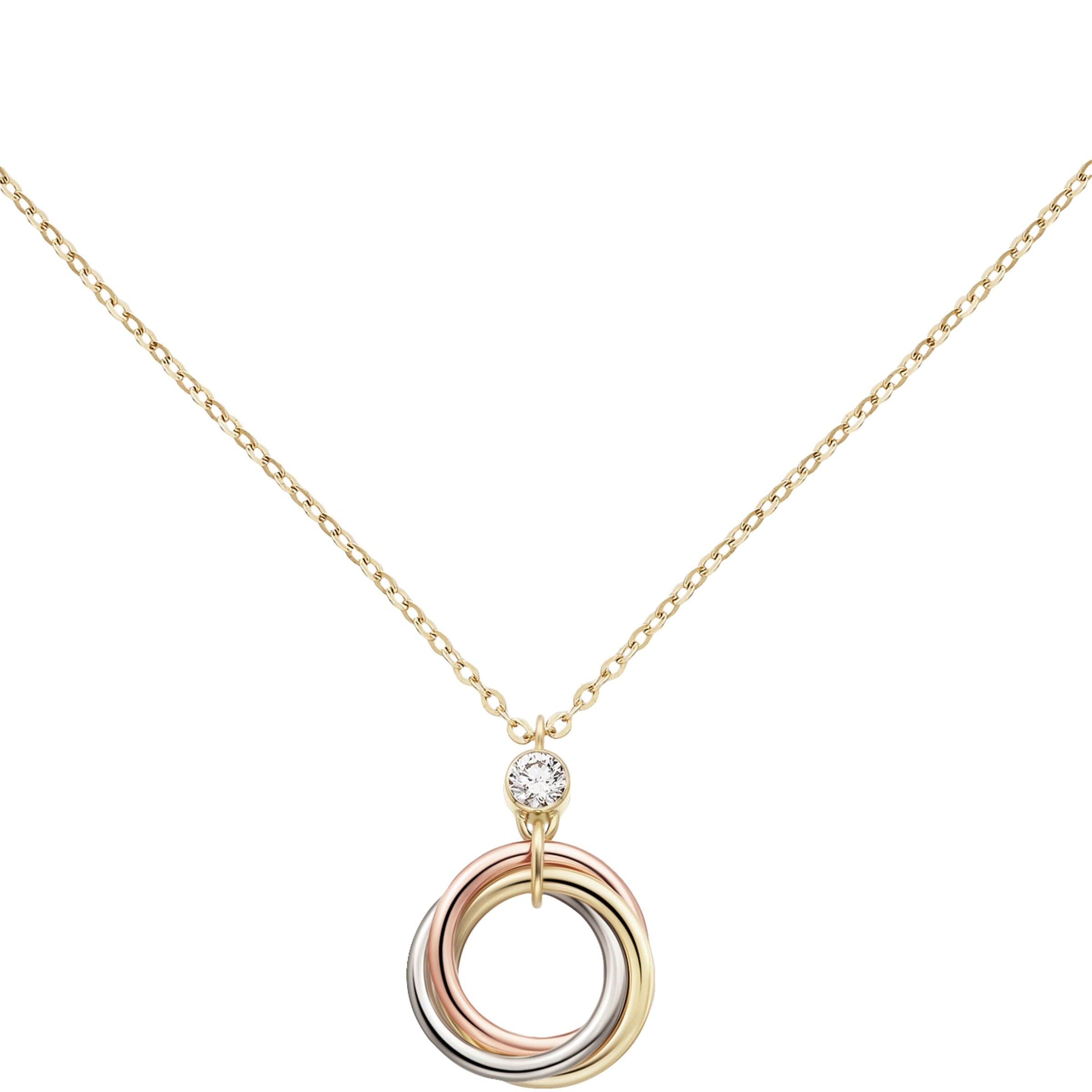 White, Yellow, Rose Gold and Diamond Trinity Necklace