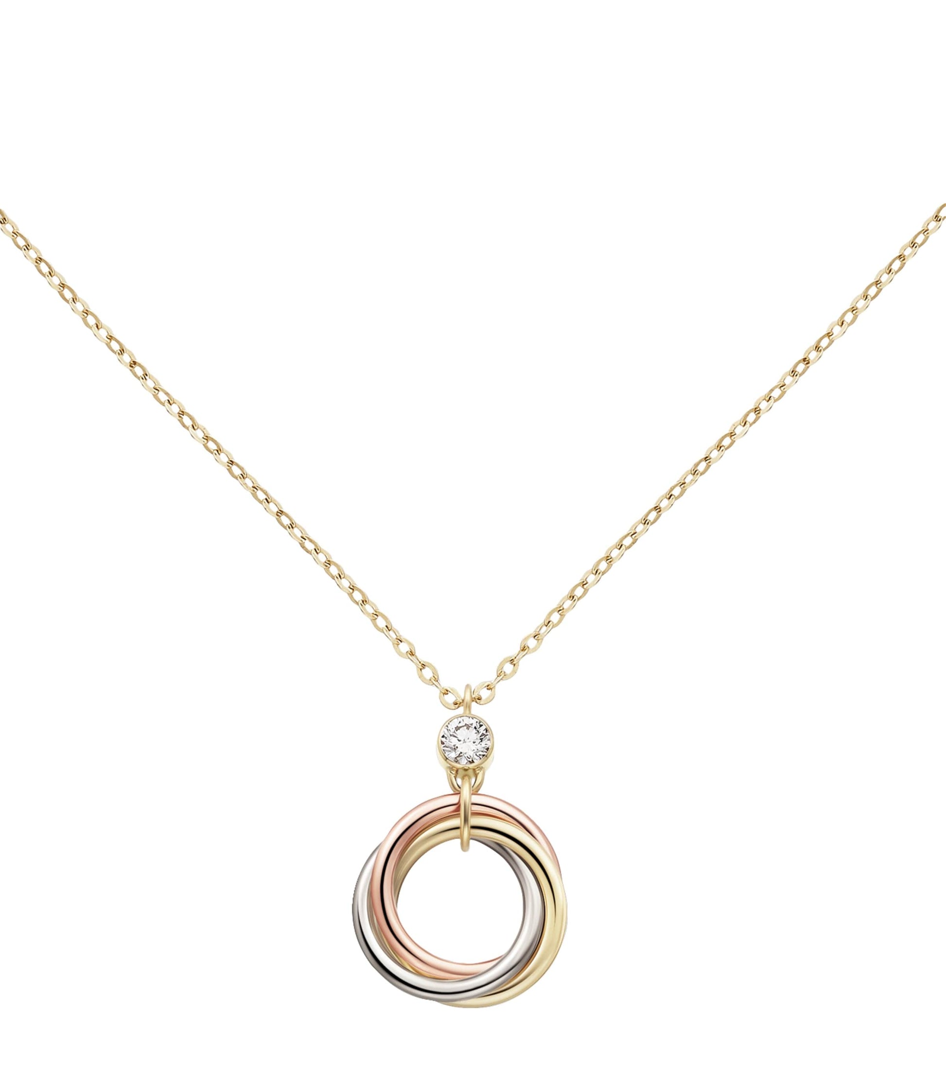 White, Yellow, Rose Gold and Diamond Trinity Necklace