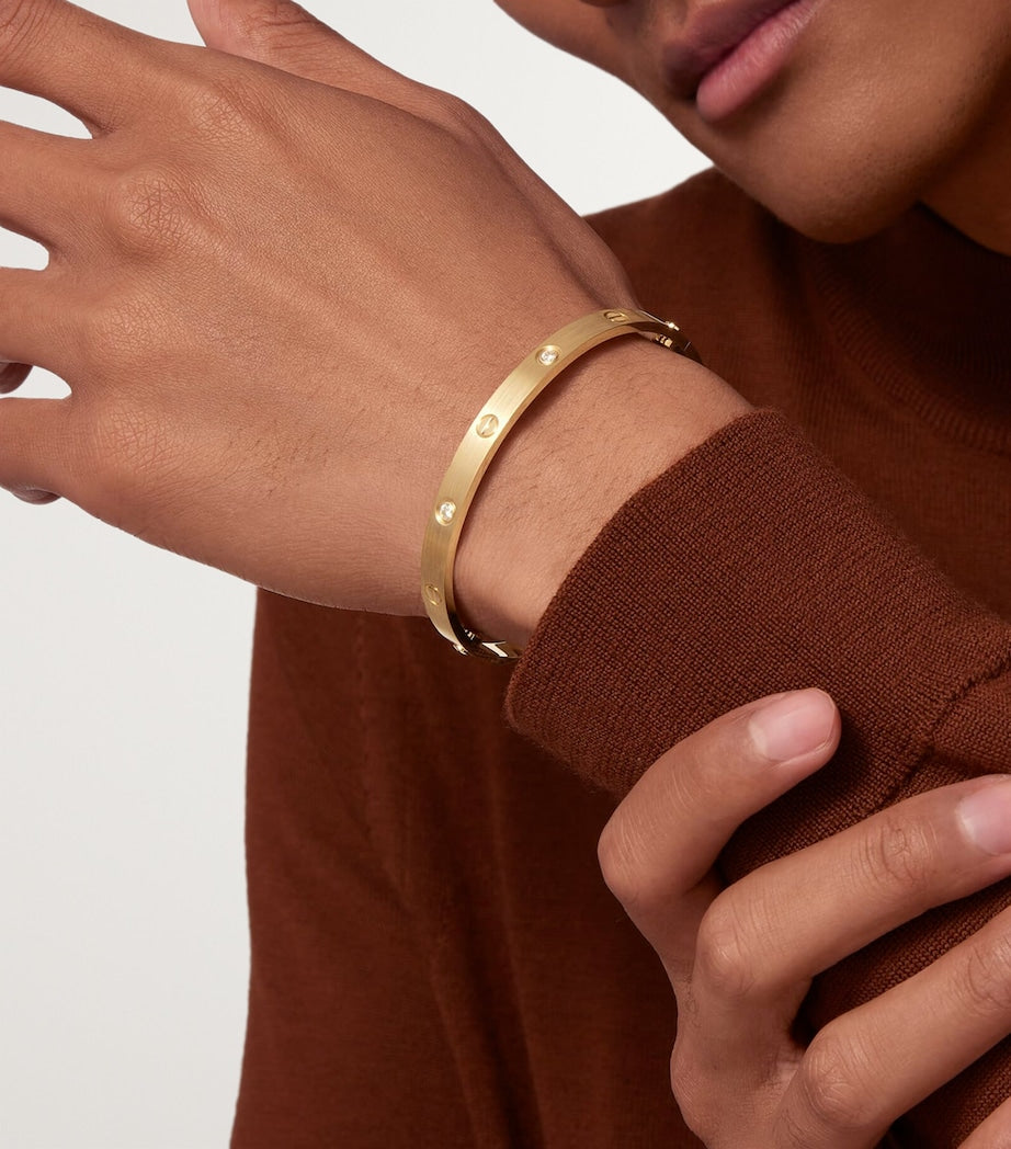 Cartier Yellow Gold and Diamond Brushed Love Bangle