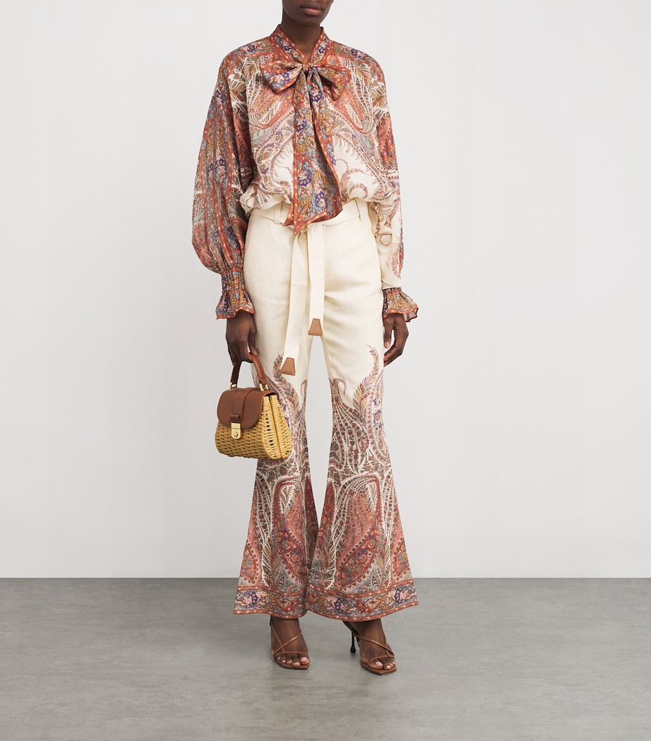 Zimmermann Brown Ramie Paisley Rhiannon Trousers