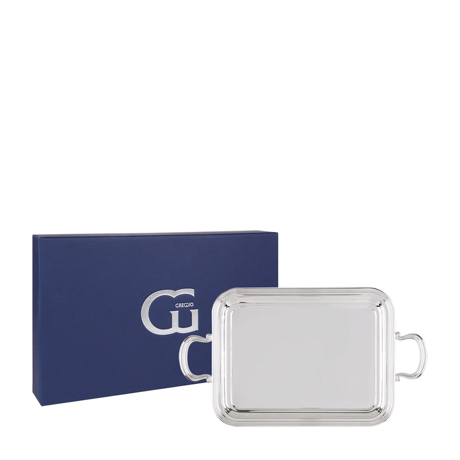 Greggio Silver-Plated Georgian Rectangular Tray with Handles (33.5cm x 20.5cm)