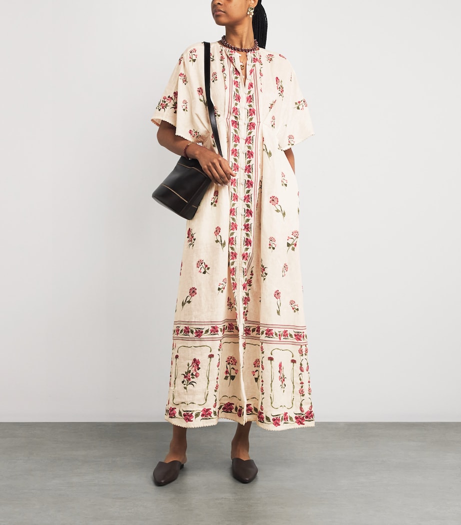 Agua By Agua Bendita Multi Linen Floral Maxi Kaftan