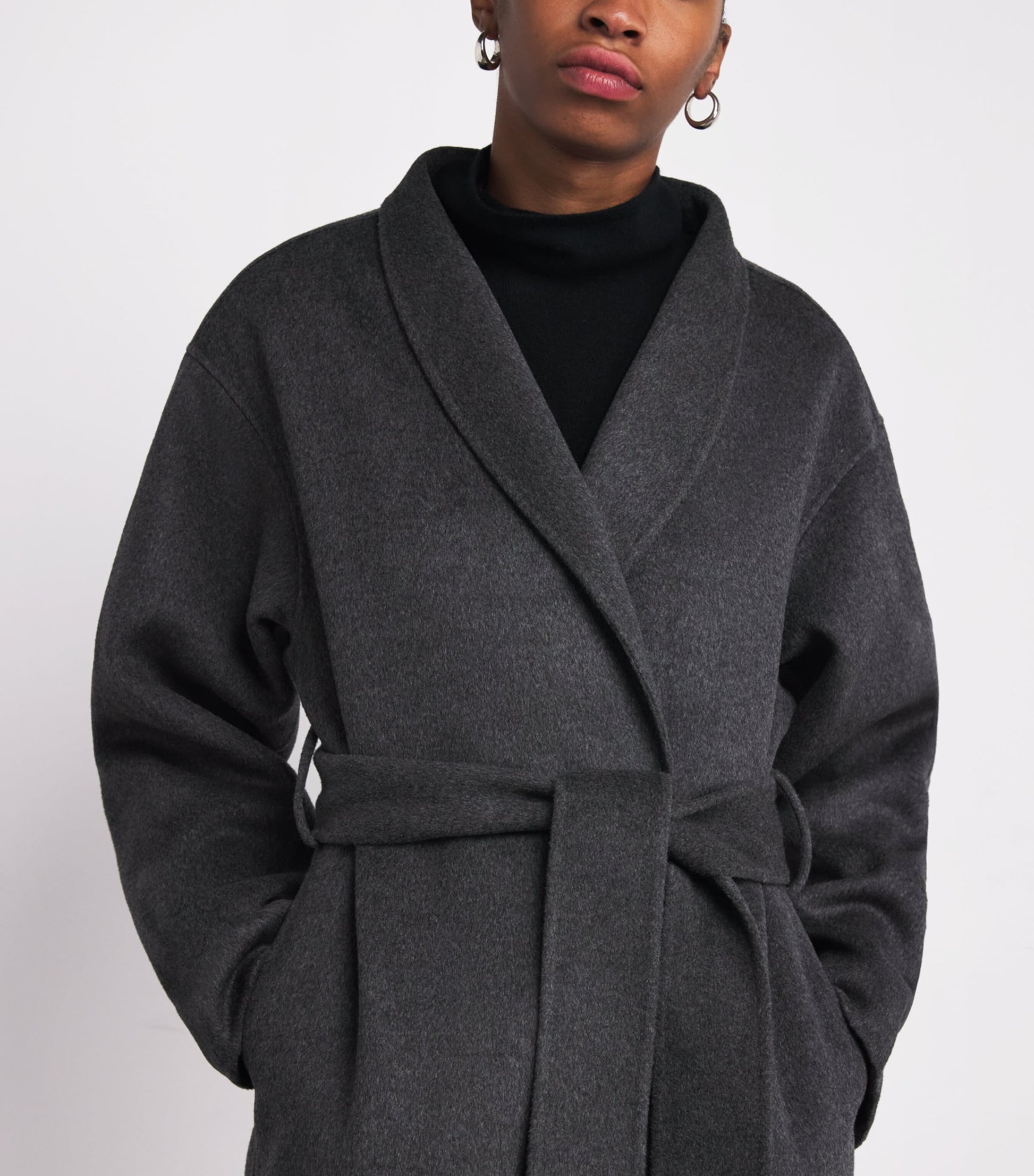 Almada Label Grey Wool-Cashmere Mara Wrap Coat