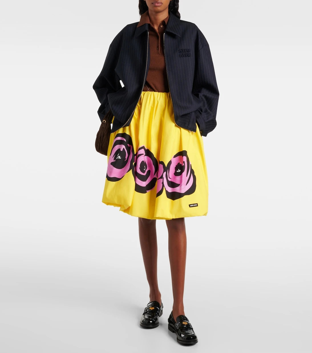 Miu Miu - Floral poplin and jersey midi skirt