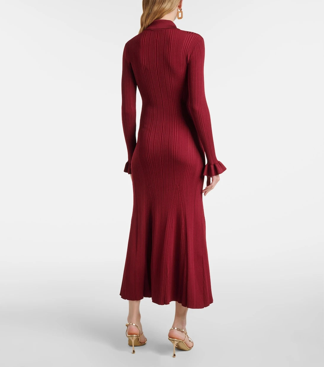 Self-Portrait - Ribbed-knit midi dress