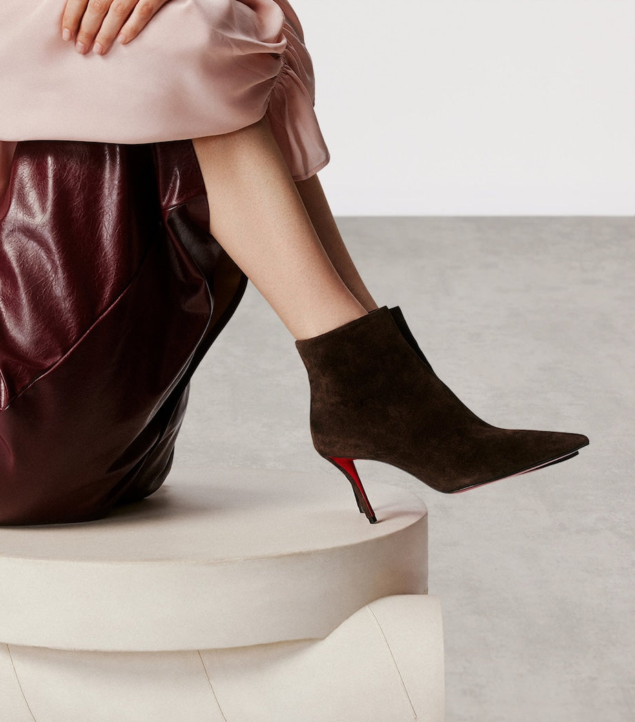 Christian Louboutin Red Miss Z Suede Ankle Boots 80