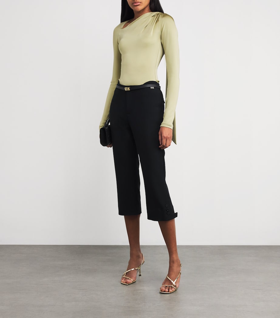 Victoria Beckham Green Slash-Detail Top