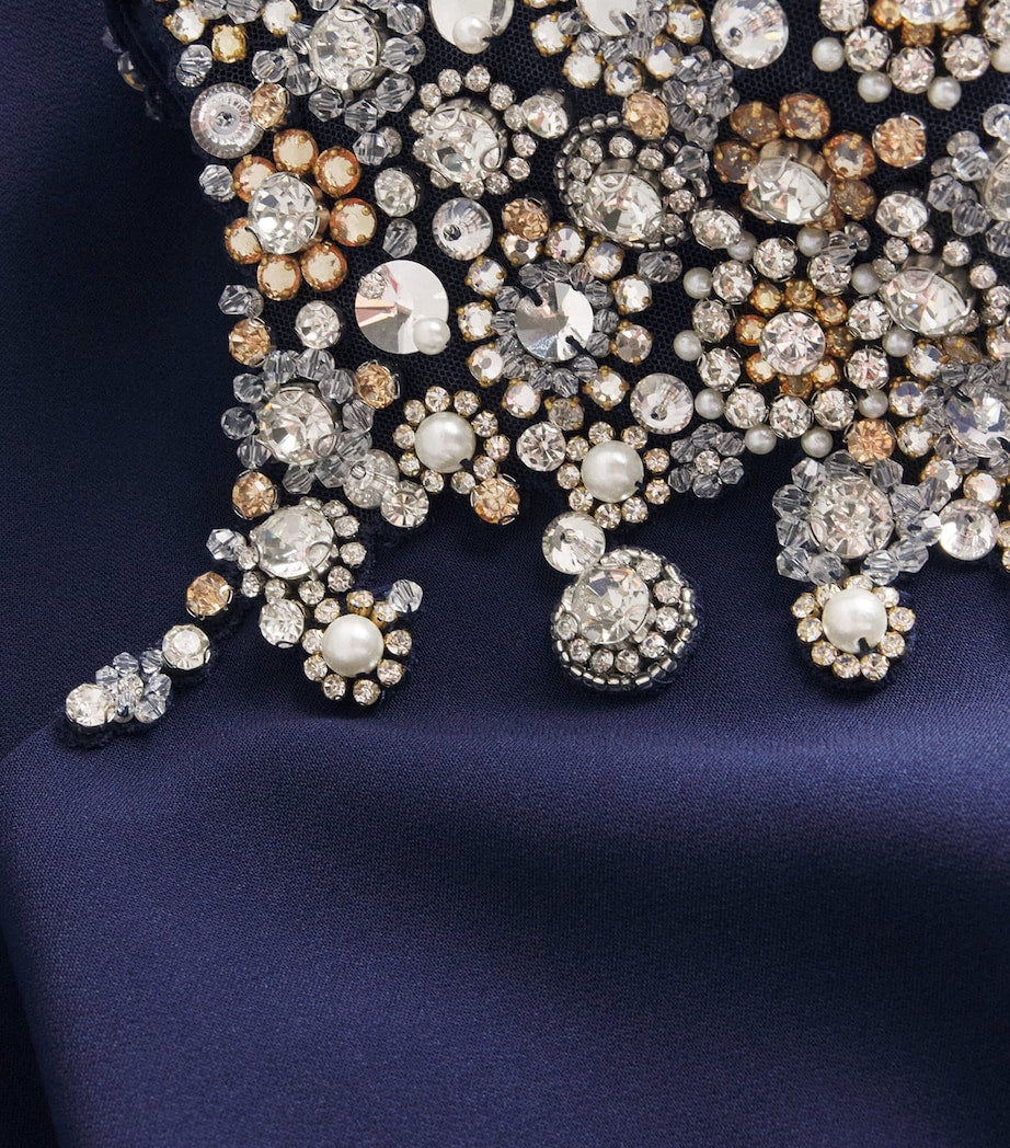 Jenny Packham Black Embellished-Neck Nile Gown