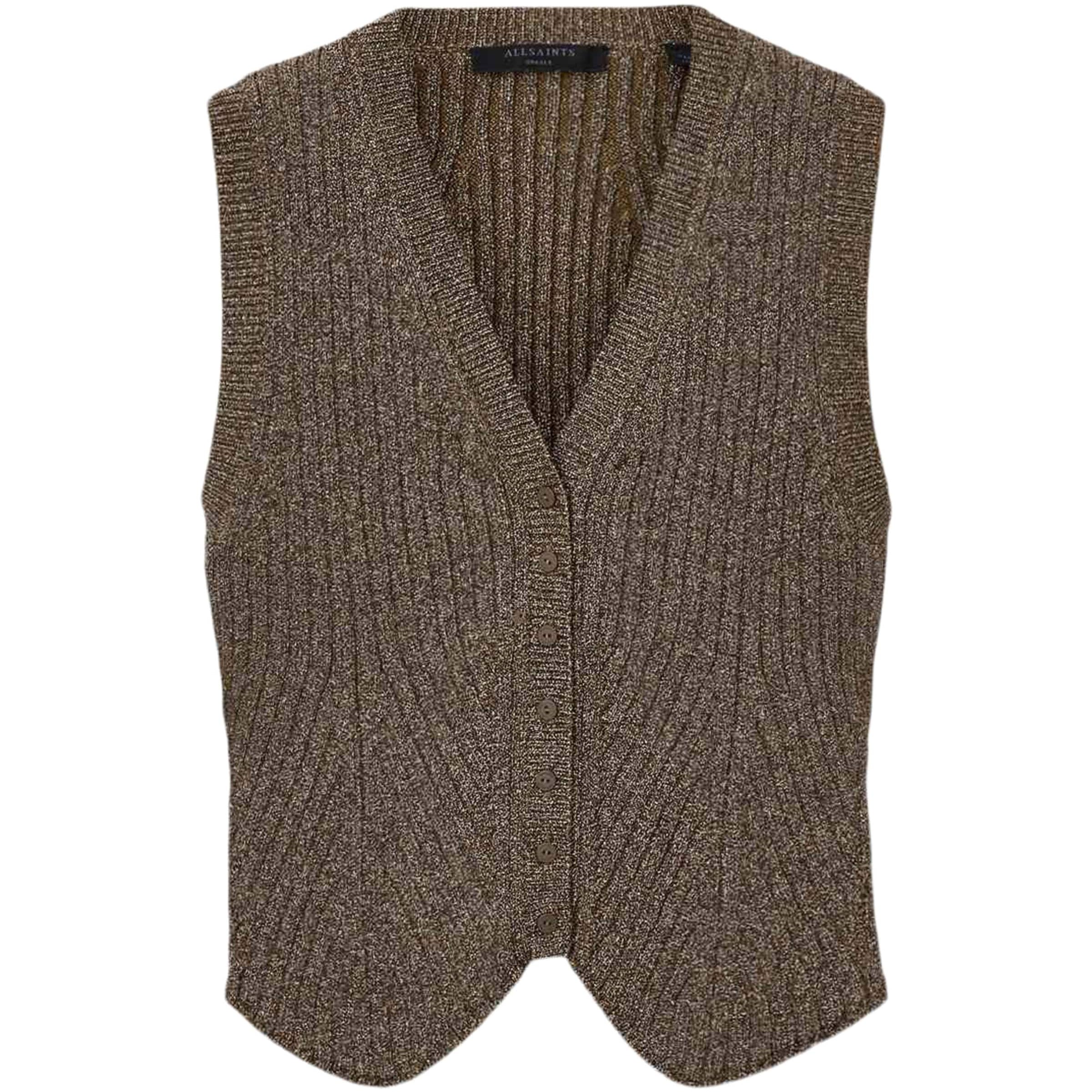 Metallic-Trim Cruz Sweater Vest BRONZE BROWN