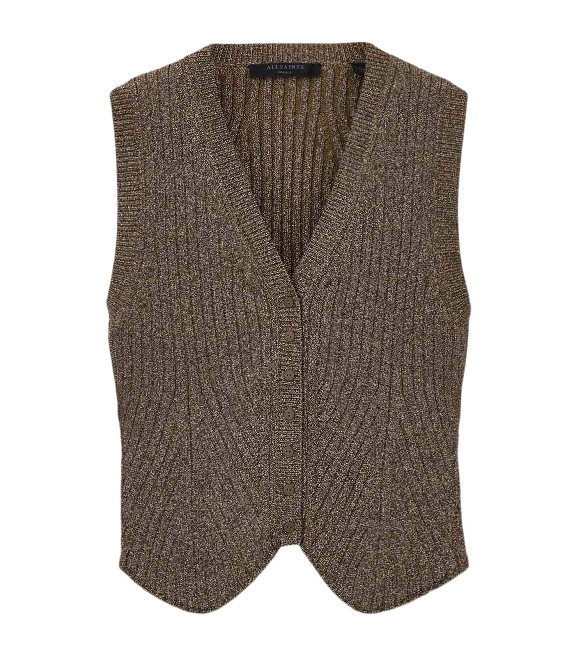 Metallic-Trim Cruz Sweater Vest BRONZE BROWN