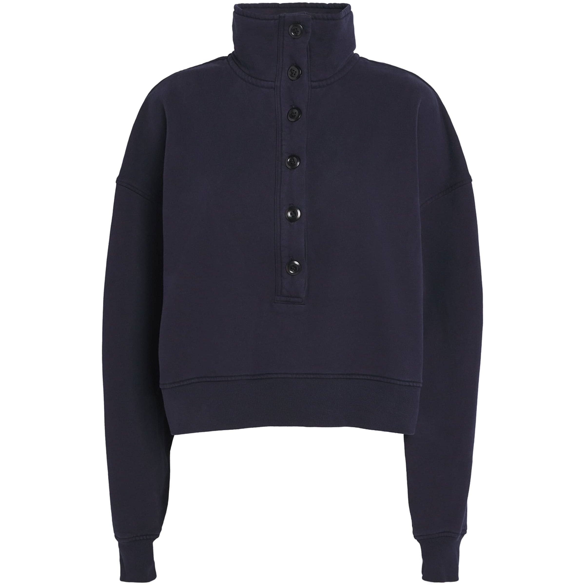 Navy Cotton Funnel-Neck Mirelle Sweatshirt