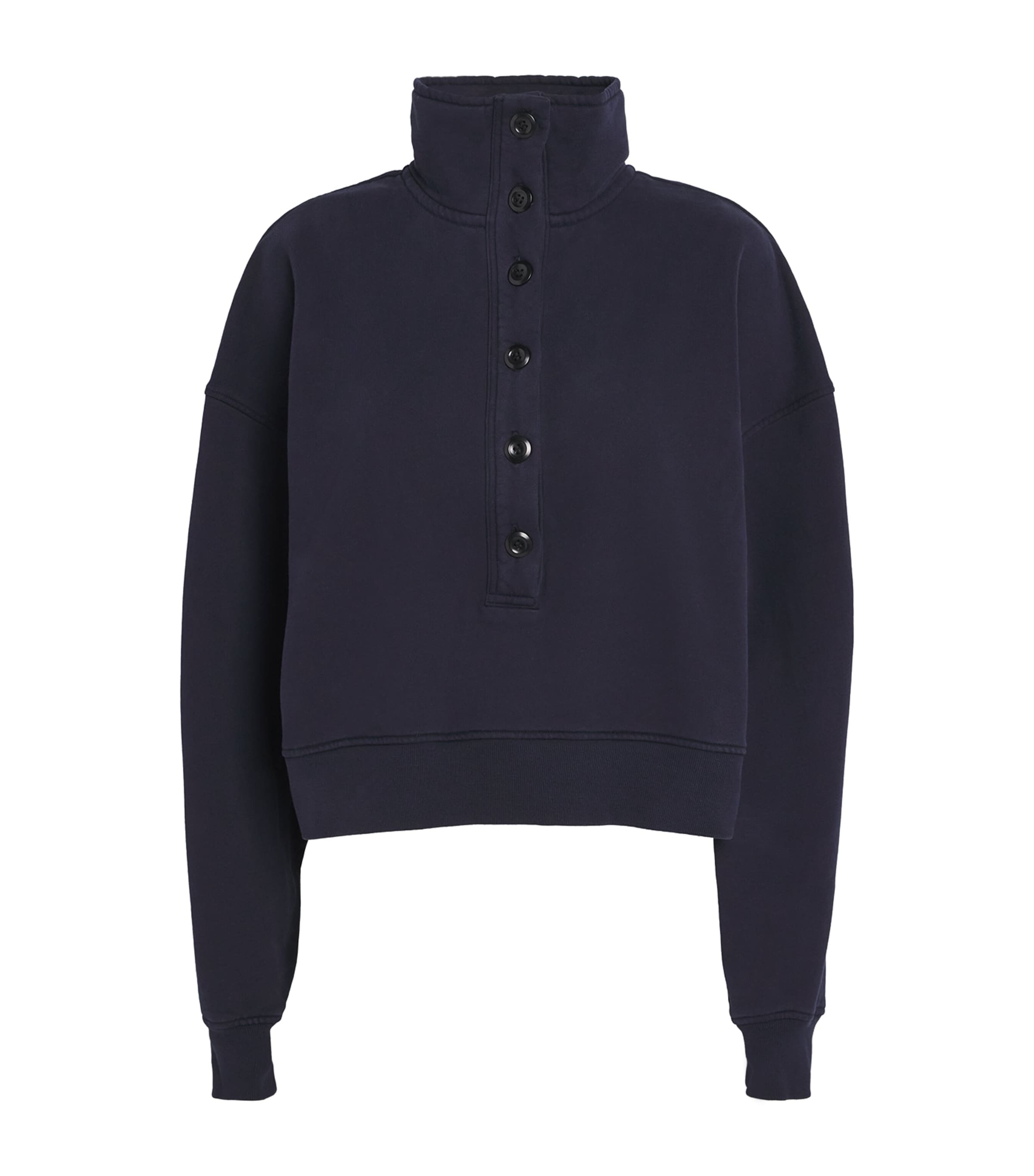 Navy Cotton Funnel-Neck Mirelle Sweatshirt