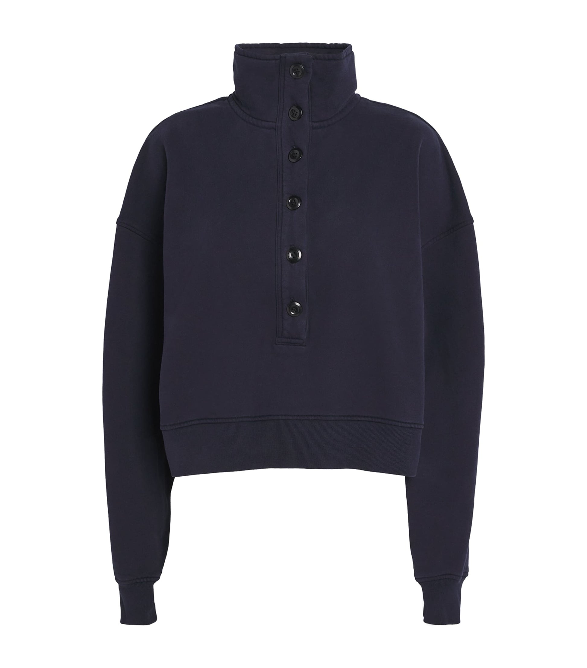 Navy Cotton Funnel-Neck Mirelle Sweatshirt