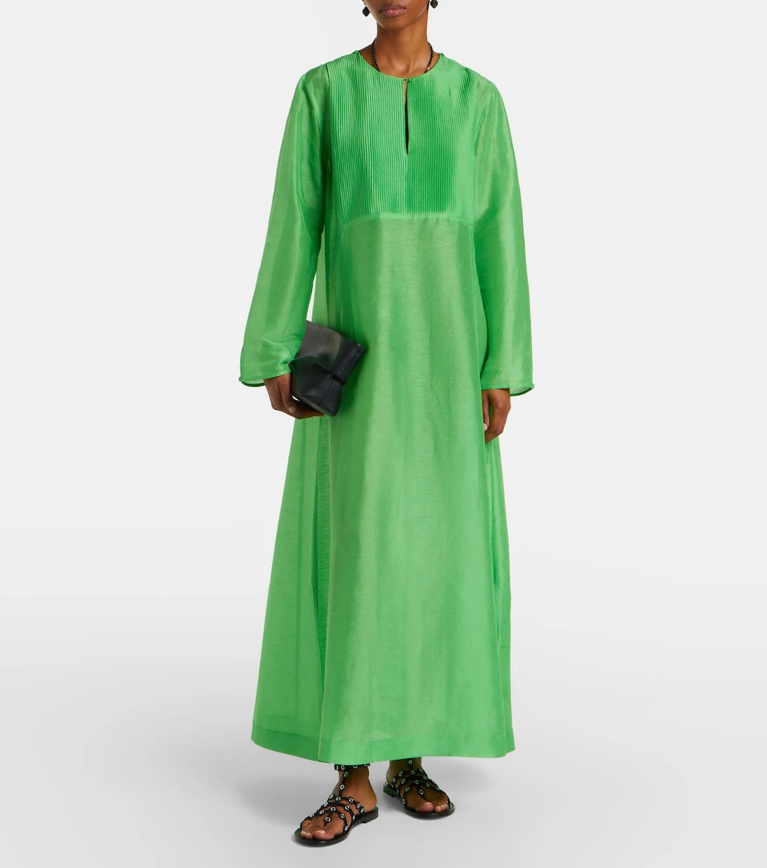 Tory Burch - Pliseli keten ve ipek kaftan