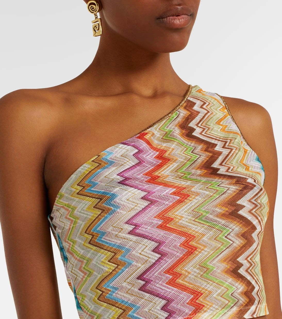 Missoni - توب قصير بكتف واحد بنقشة متعرجة