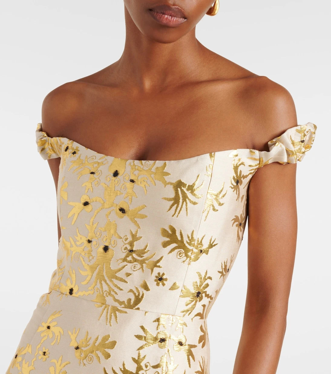 Markarian - Amina off-shoulder silk-blend midi dress