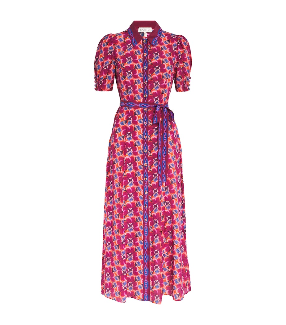 Saloni Multi Silk Floral Vanessa D Midi Dress