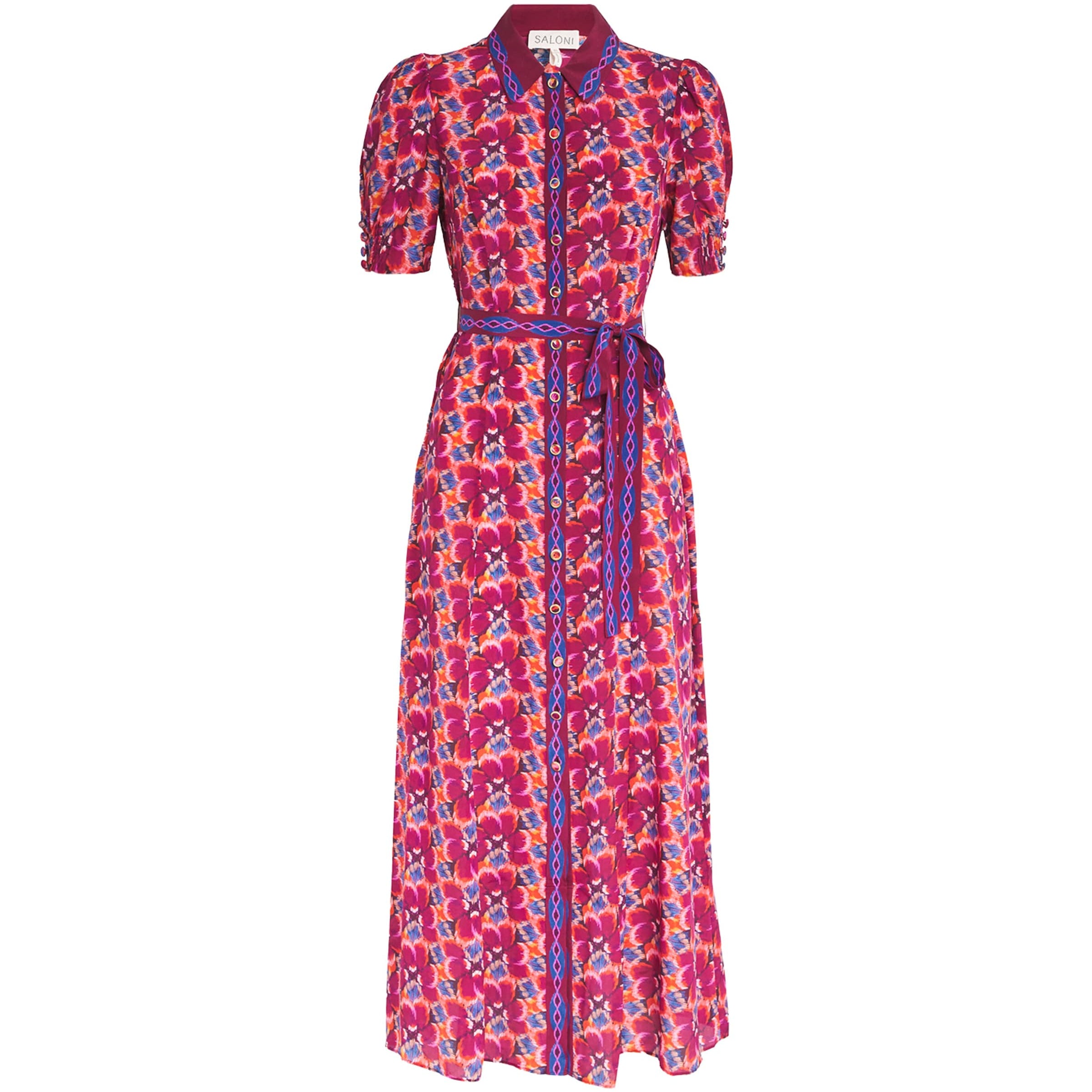 Saloni Silk Floral Vanessa D Midi Dress