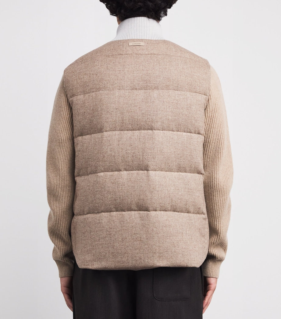 Lardini Beige Wool-Cashmere Down Gilet