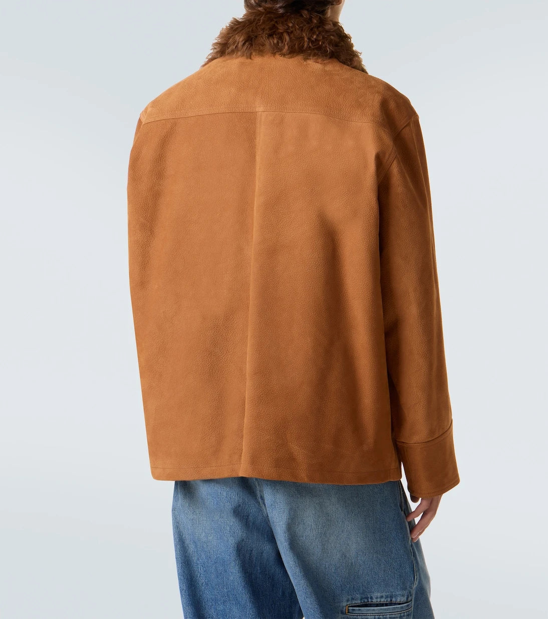 Plan C - Shearling-trimmed suede field jacket