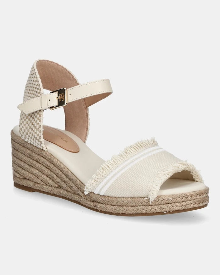 Tommy Hilfiger FRINGE CANVAS MEDIUM WEDGE Sandalet
