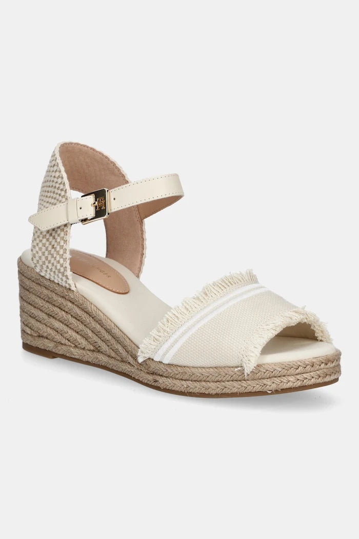Tommy Hilfiger FRINGE CANVAS MEDIUM WEDGE Sandalet
