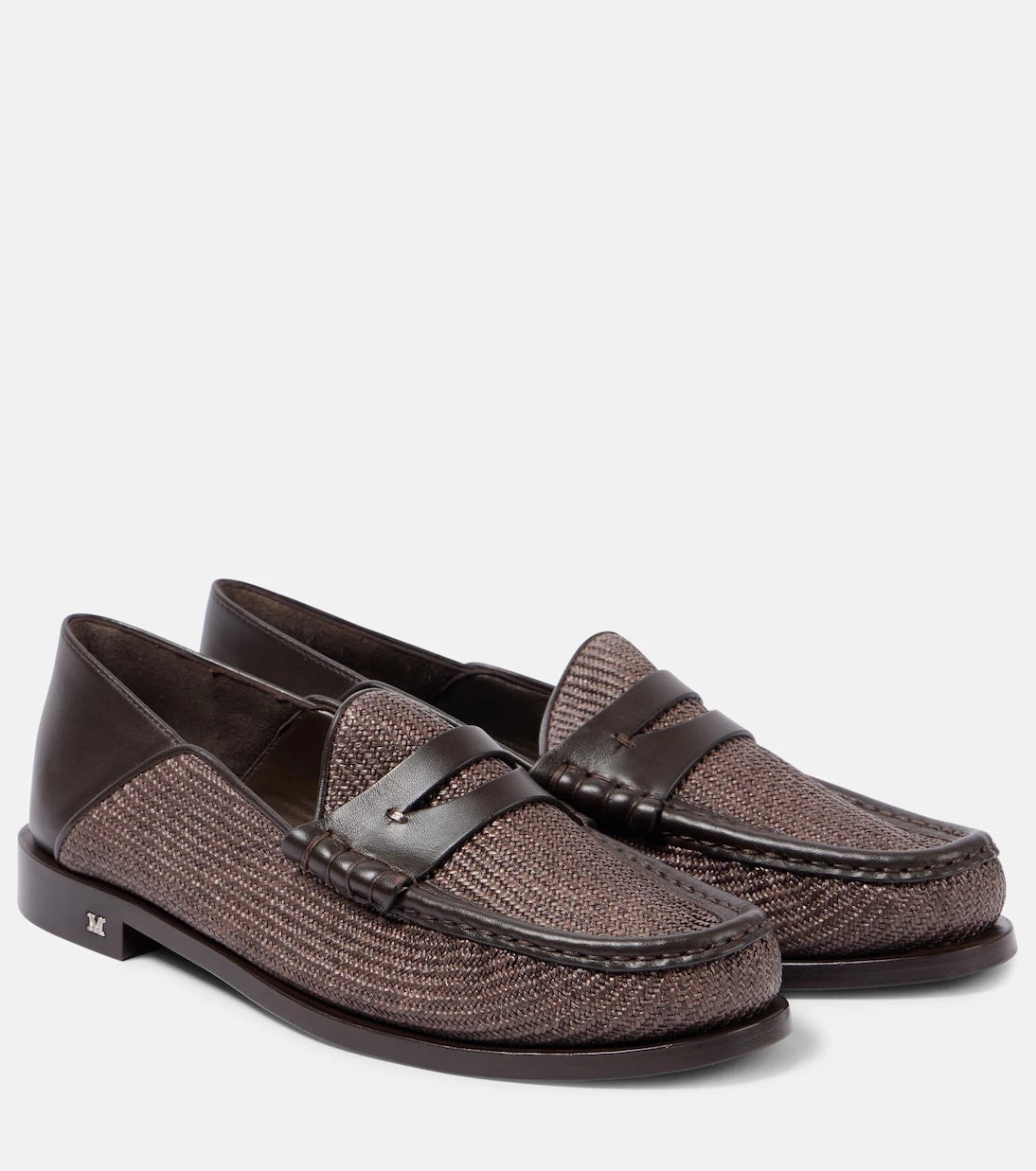 Max Mara - Raffia-effect penny loafers