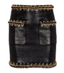 Balmain Black Lambskin Embellished Mini Skirt