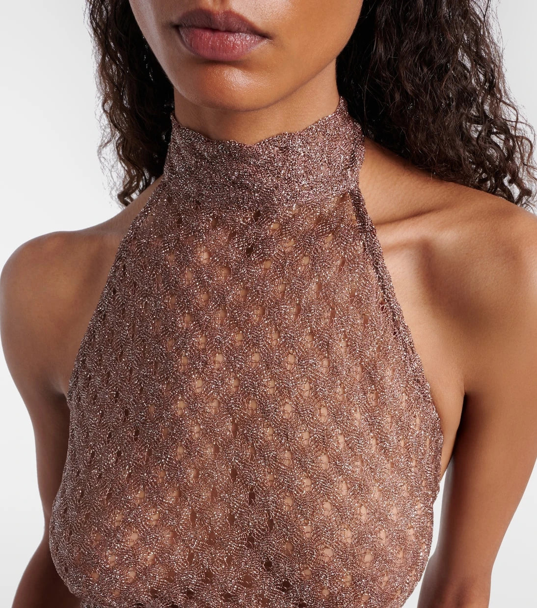 Missoni - Open-knit lamé halterneck top